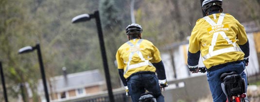 Volunteers on patrol on bikes